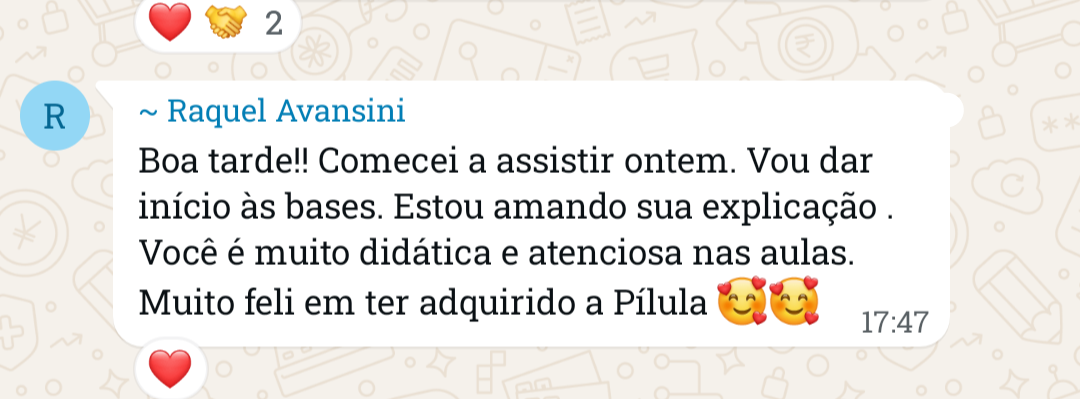 Depoimento aluna peças