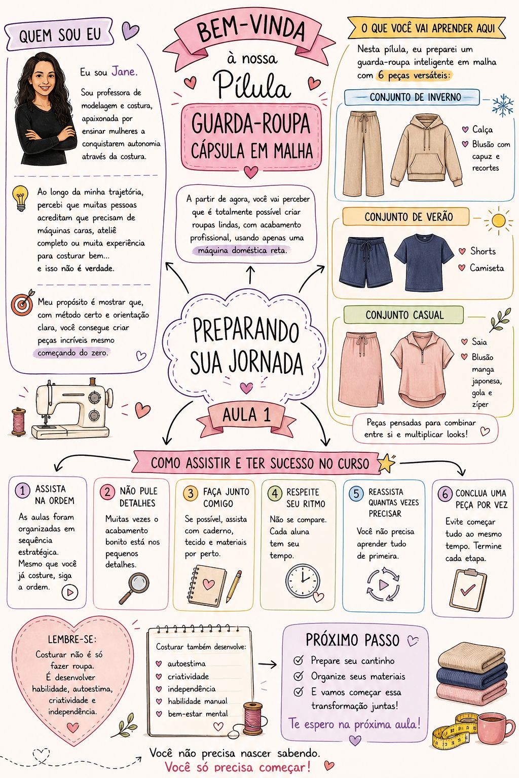 Estrutura do curso Pílula Guarda-Roupa em Malhas